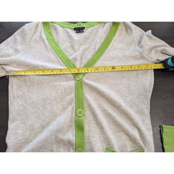 THEORY Cotton Cashmere Blend Cardigan Sweater Button V-neck Lightweight Medium - Picture 11 of 12